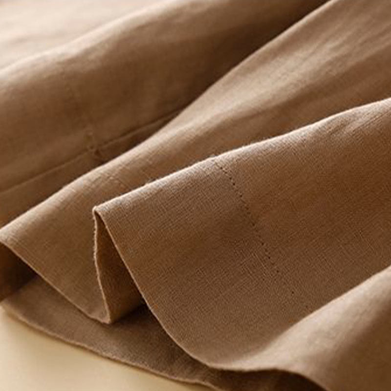 Short plissé uni en coton et lin avec poches pour femme avec fermeture éclair et boutons Buddha Stones - image 7