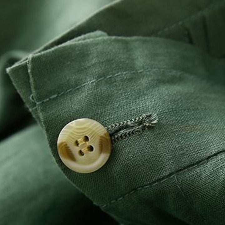 Short plissé uni en coton et lin avec poches pour femme avec fermeture éclair et boutons Buddha Stones
