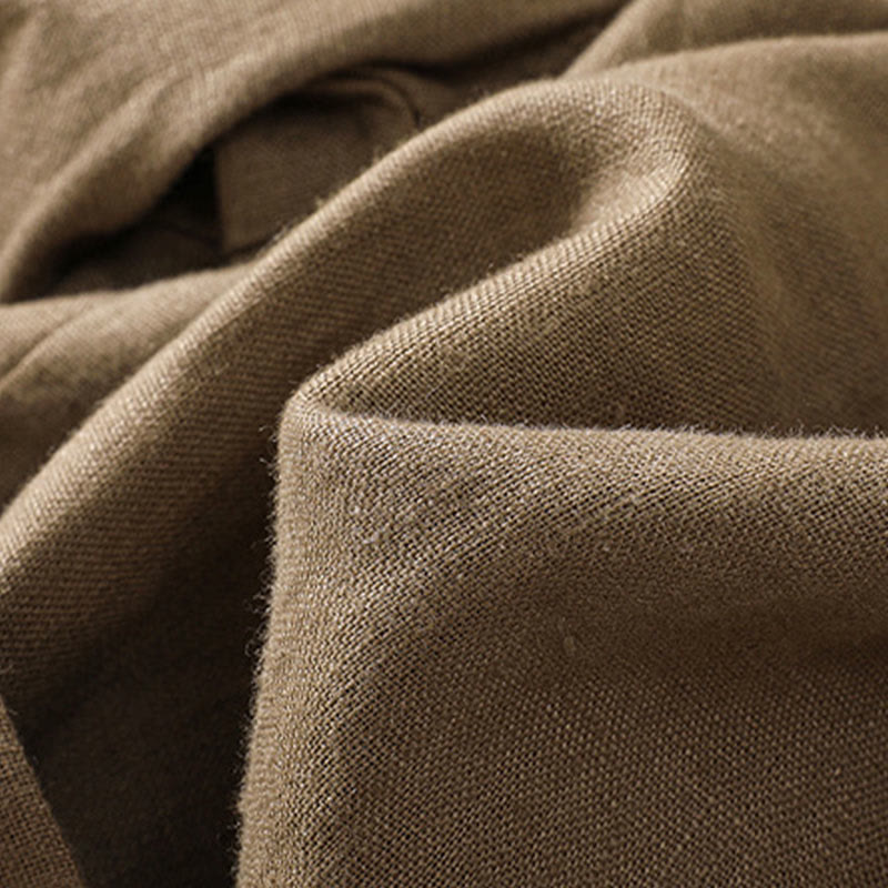 Buddha Stones Short décontracté en coton et lin pour femme avec poches, couleur unie, revers, ceinture - image 6