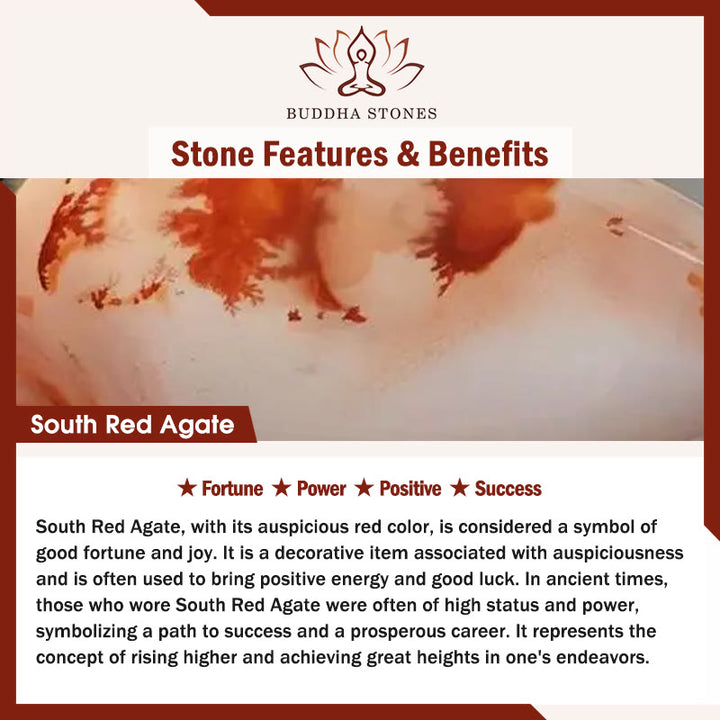 Bracelet demi-lingot en agate rouge du sud avec personnage Fu de Buddha Stones