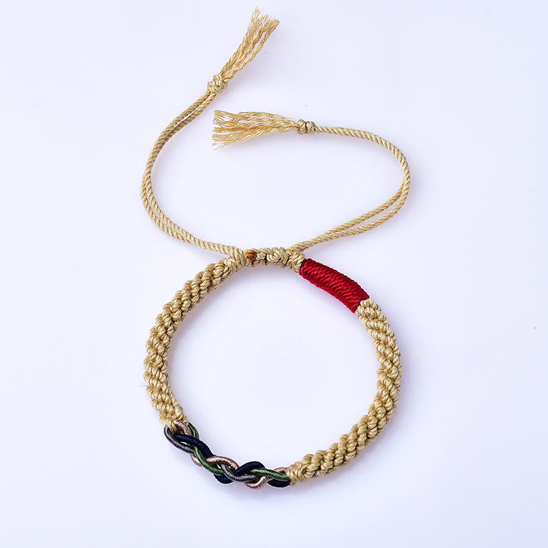 Bracelet porte-bonheur tibétain en corde de coton frotté à la main Buddha Stones