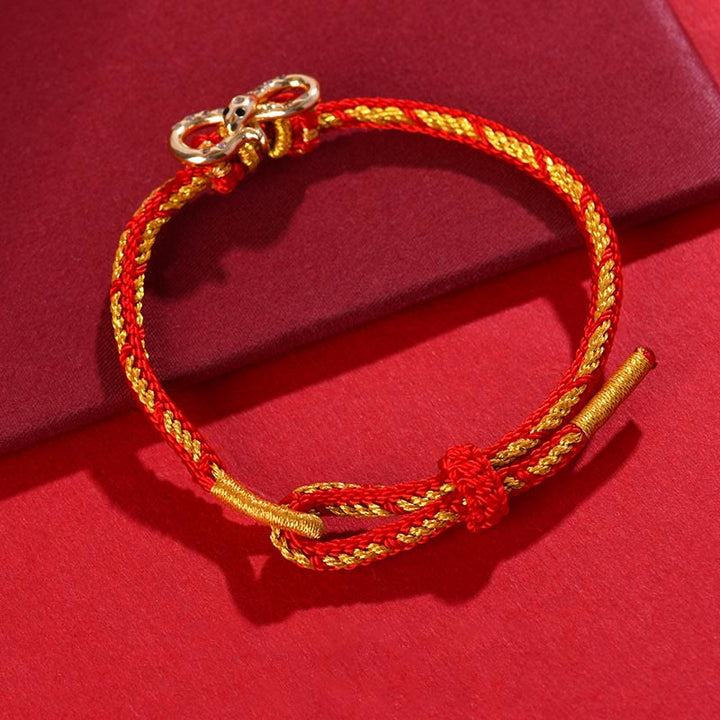 Bracelet tressé porte-bonheur en fil rouge et bande de Mobius avec Buddha Stones Année du serpent