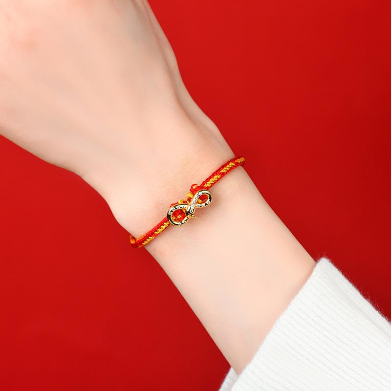 Bracelet tressé porte-bonheur en fil rouge et bande de Mobius avec Buddha Stones Année du serpent