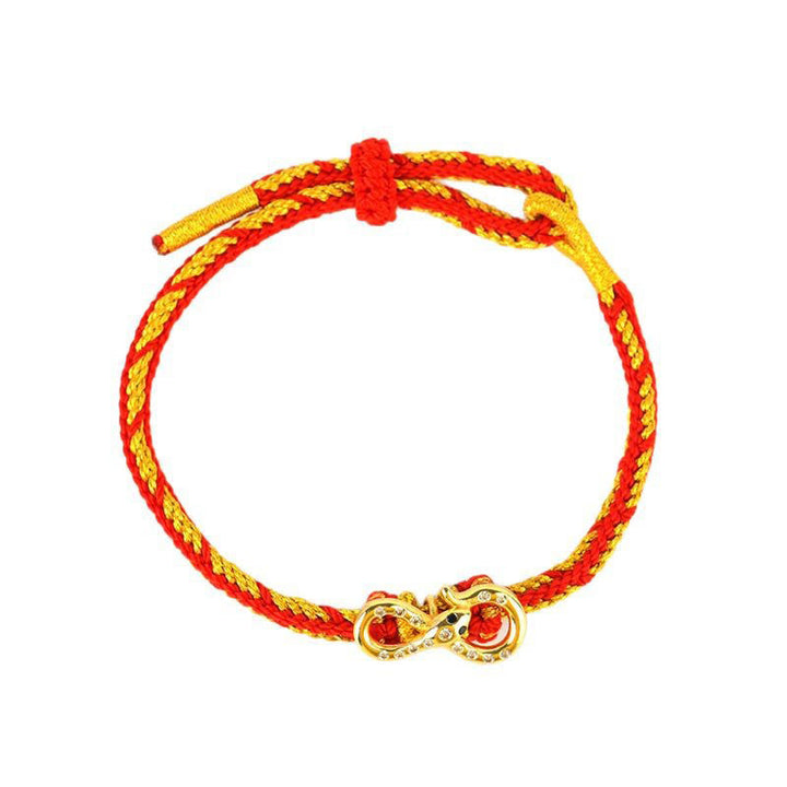 Bracelet tressé porte-bonheur en fil rouge et bande de Mobius avec Buddha Stones Année du serpent