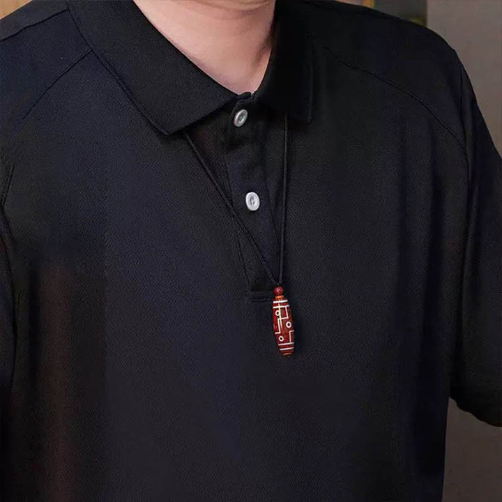 Collier pendentif de bénédiction en perles de cinabre à neuf yeux Dzi en Buddha Stones