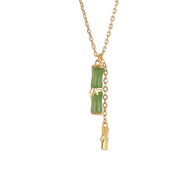 Collier pendentif en argent sterling 925 avec Buddha Stones et jade Hetian en bambou