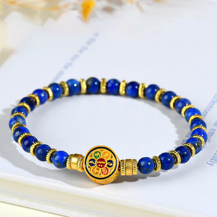 Bracelet d'équilibre en Buddha Stones de Lazurite naturelle, Lapis Lazuli Om Mani Padme Hum - Lazurite (Tour de poignet : 14-16 cm) - image 0