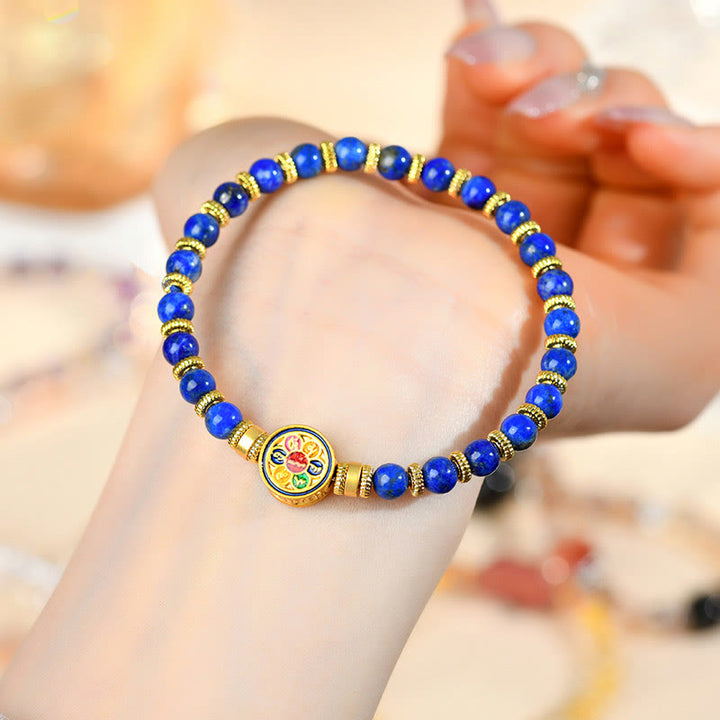 Bracelet d'équilibre en Buddha Stones de Lazurite naturelle, Lapis Lazuli Om Mani Padme Hum - image 4