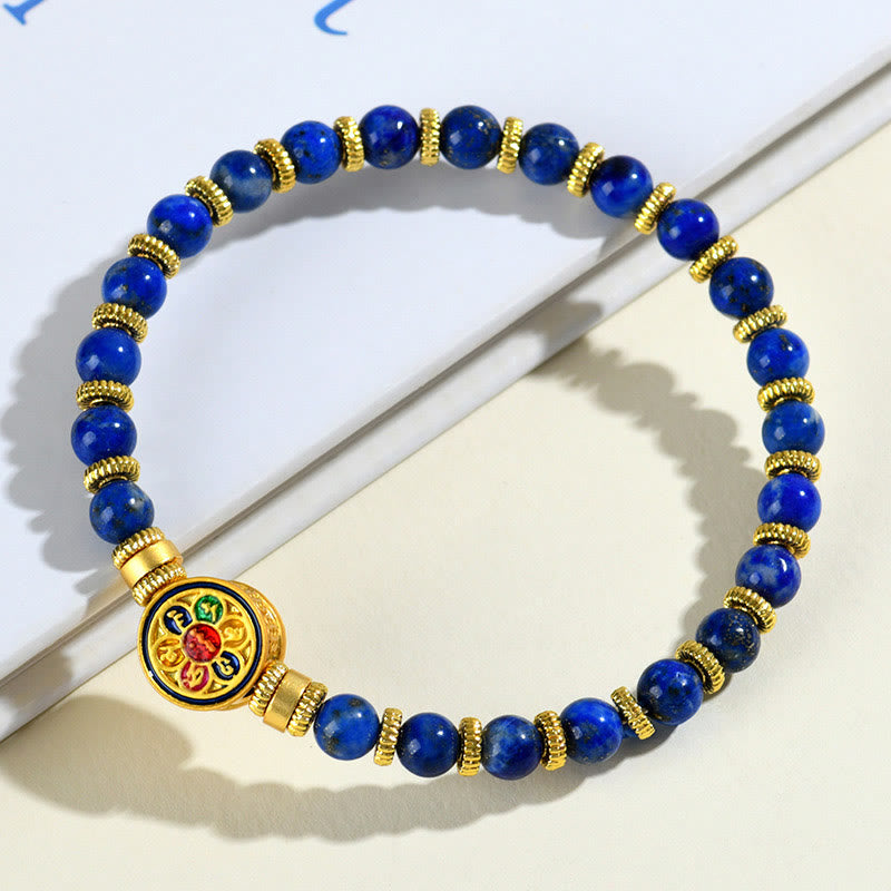 Bracelet d'équilibre en Buddha Stones de Lazurite naturelle, Lapis Lazuli Om Mani Padme Hum - image 1