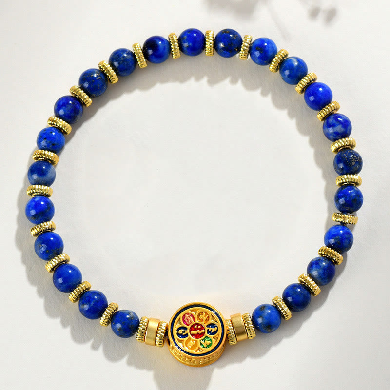 Bracelet d'équilibre en Buddha Stones de Lazurite naturelle, Lapis Lazuli Om Mani Padme Hum - image 2