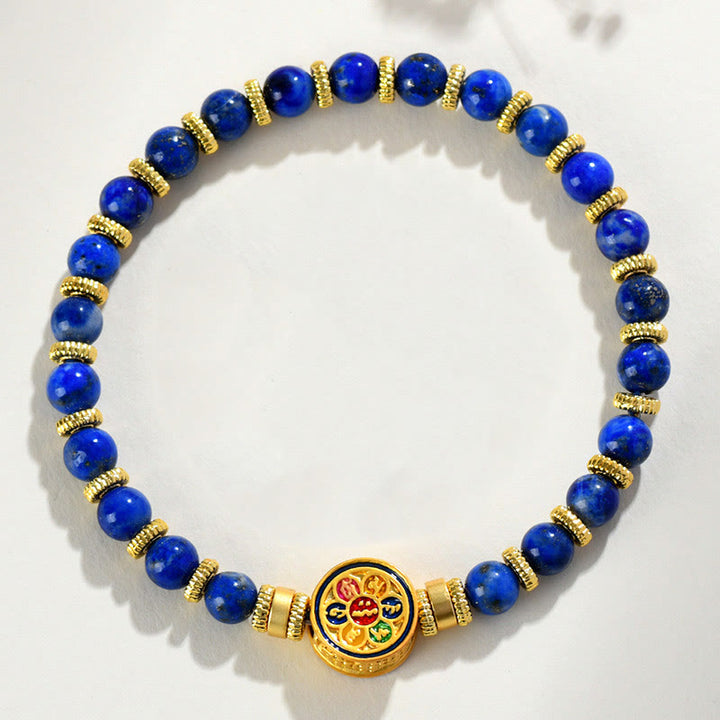 Bracelet d'équilibre en Buddha Stones de Lazurite naturelle, Lapis Lazuli Om Mani Padme Hum - image 2