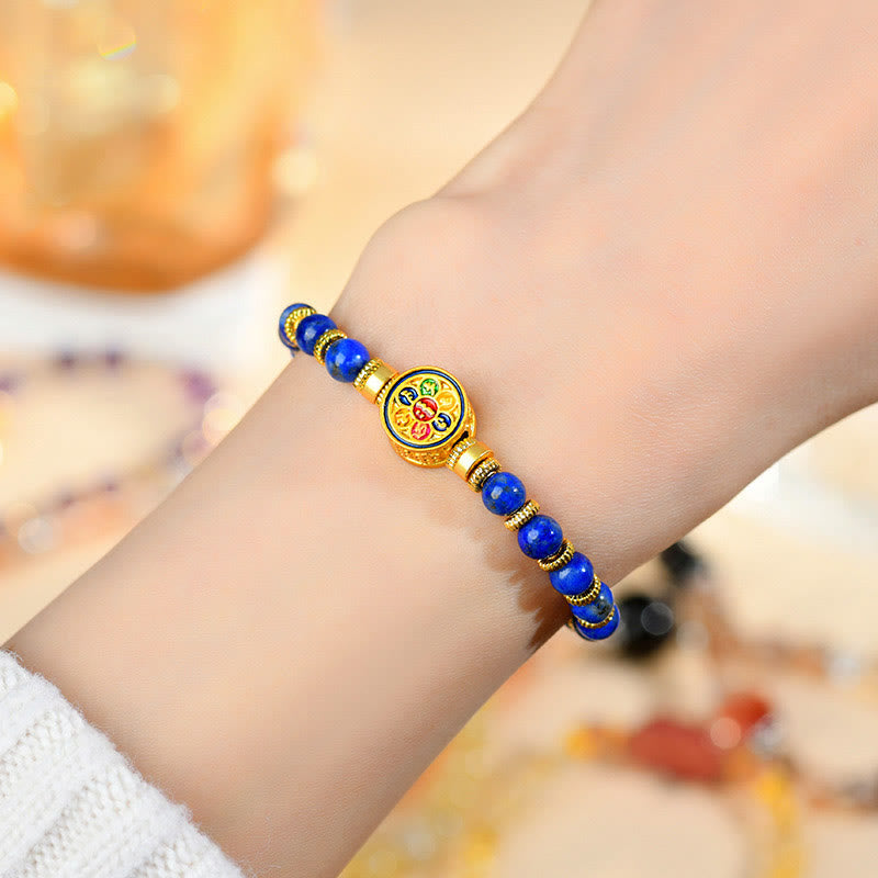 Bracelet d'équilibre en Buddha Stones de Lazurite naturelle, Lapis Lazuli Om Mani Padme Hum - image 3