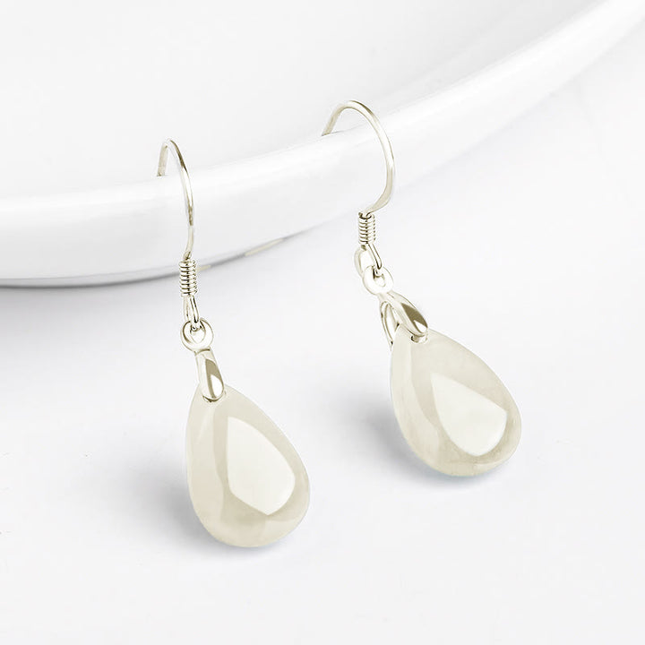 Boucles d'oreilles pendantes en argent sterling 925 avec Buddha Stones et jade, motif goutte d'eau, porte-bonheur et prospérité