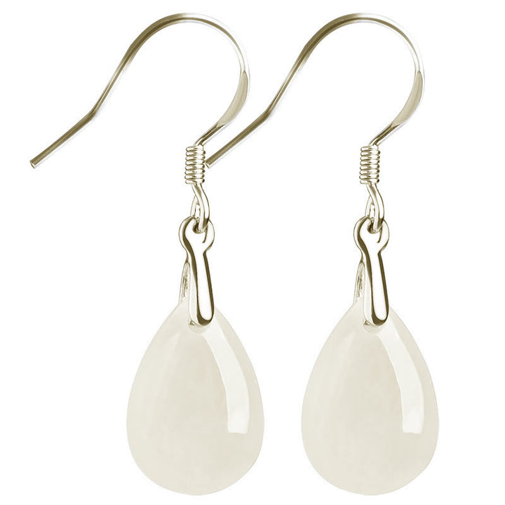 Boucles d'oreilles pendantes en argent sterling 925 avec Buddha Stones et jade, motif goutte d'eau, porte-bonheur et prospérité