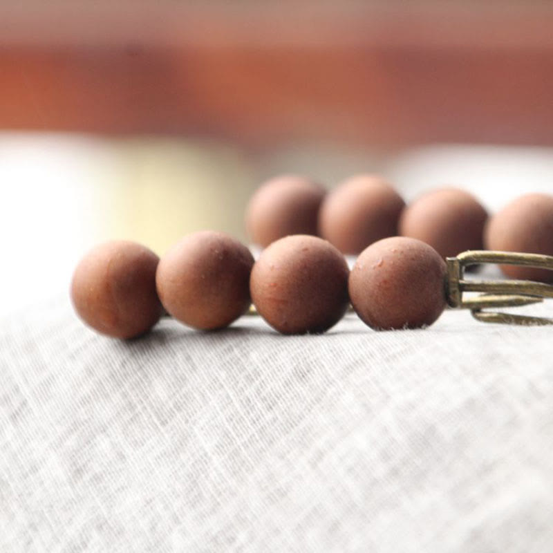 Buddha Stones Broche de guérison vintage en bois de santal, perles d'ébène, agathis alba, peltogyne
