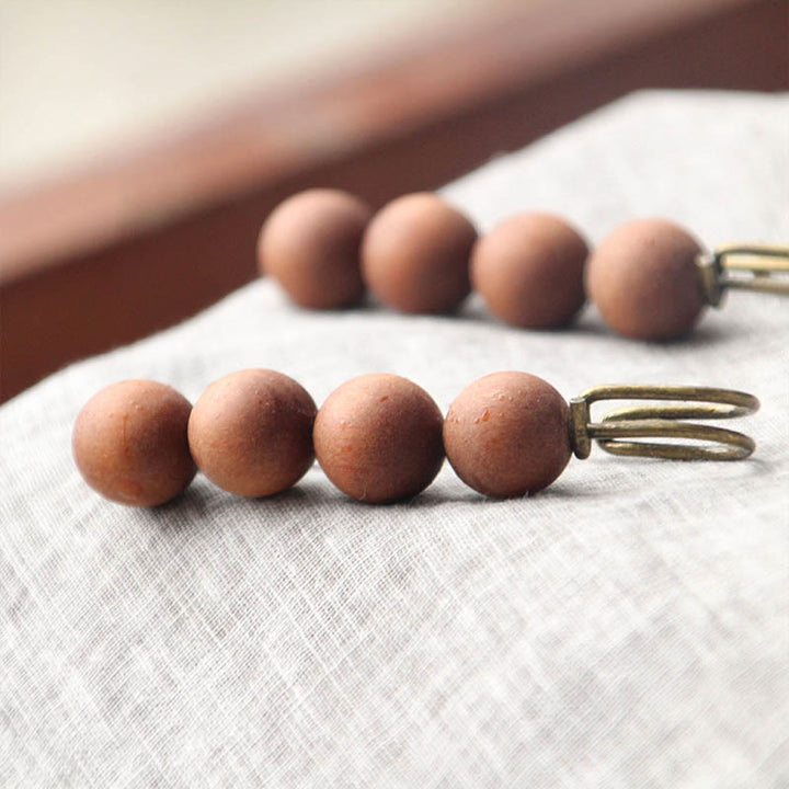 Buddha Stones Broche de guérison vintage en bois de santal, perles d'ébène, agathis alba, peltogyne