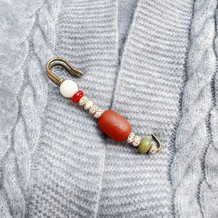 Buddha Stones Broche Bodhi Seed Agate Calme Harmonie