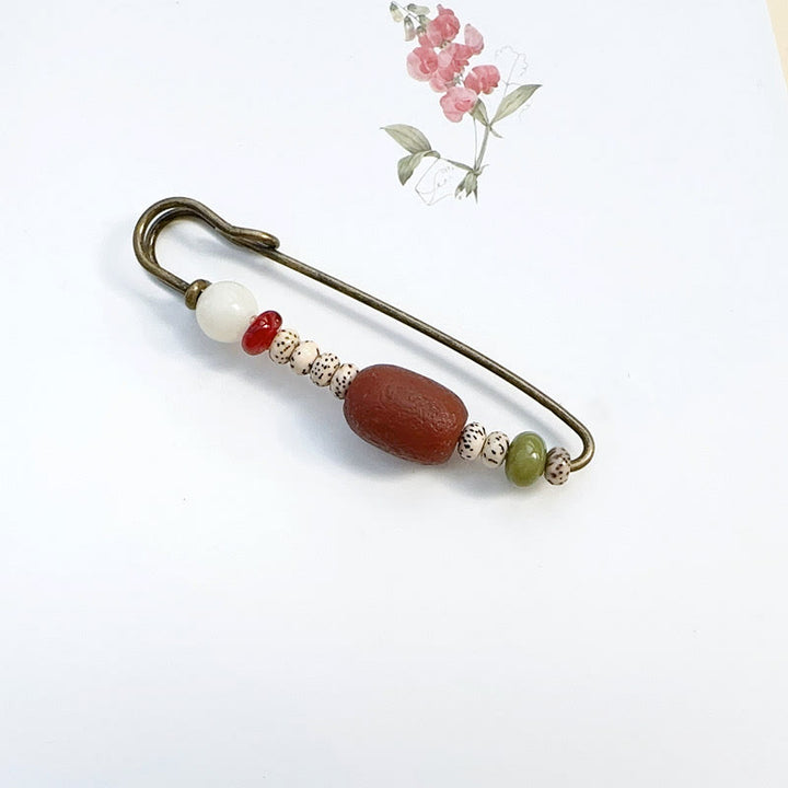 Buddha Stones Broche Bodhi Seed Agate Calme Harmonie