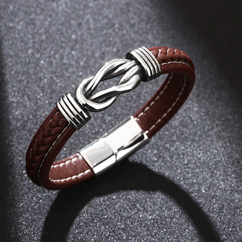 Bracelet renforcé en cuir et acier titane avec Buddha Stones