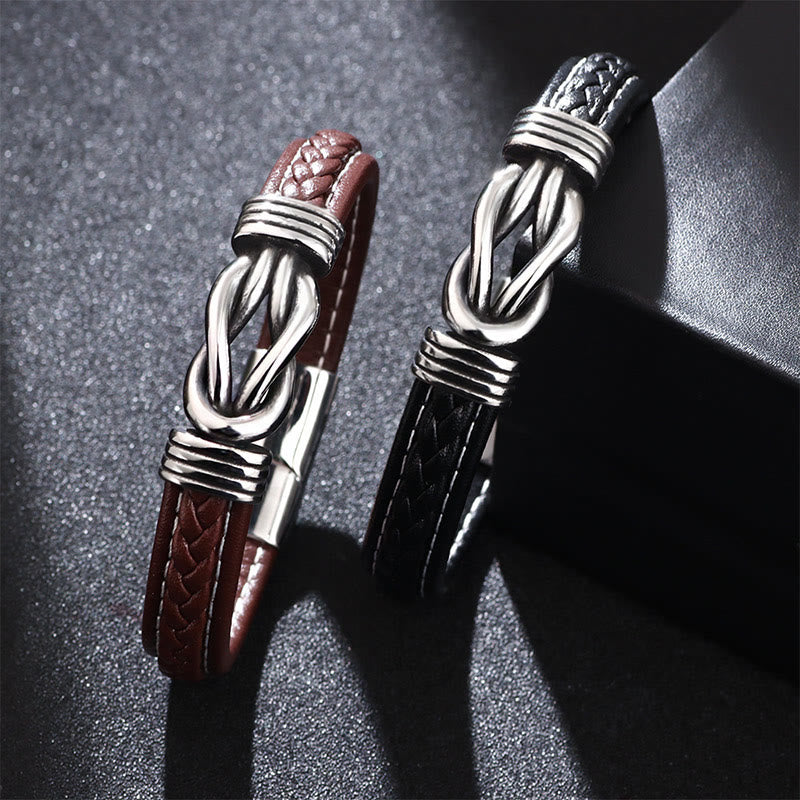 Bracelet renforcé en cuir et acier titane avec Buddha Stones