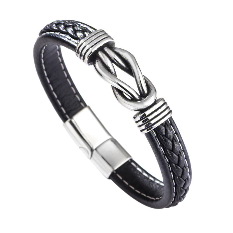 Bracelet renforcé en cuir et acier titane avec Buddha Stones
