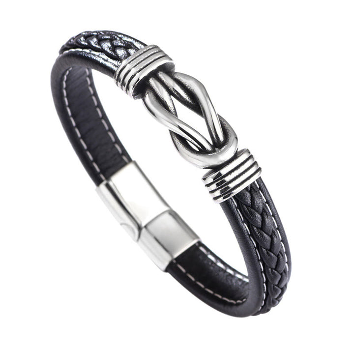 Bracelet renforcé en cuir et acier titane avec Buddha Stones
