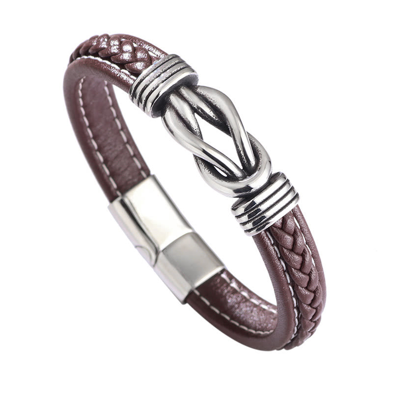 Bracelet renforcé en cuir et acier titane avec Buddha Stones