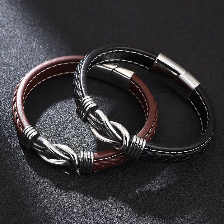 Bracelet renforcé en cuir et acier titane avec Buddha Stones