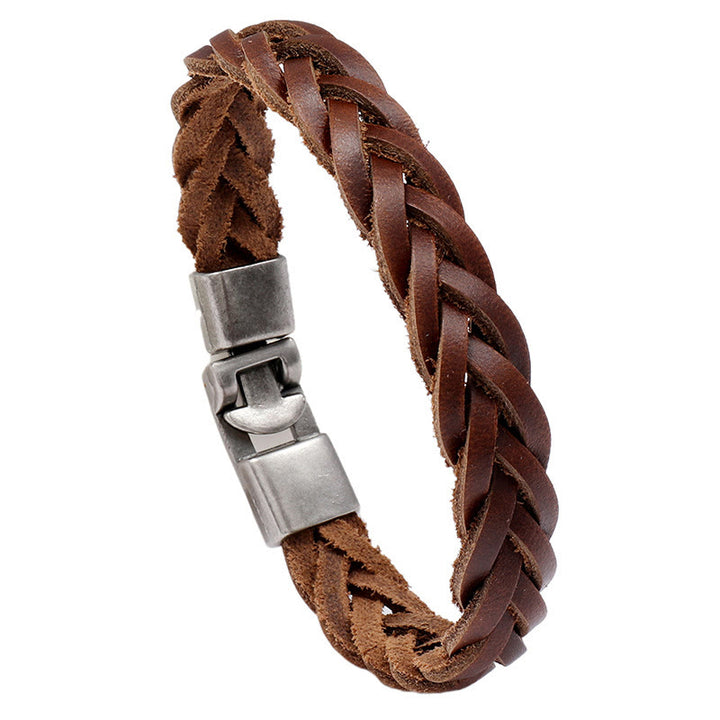 Bracelet de force en cuir tressé vintage Buddha Stones - image 3