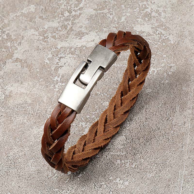 Bracelet de force en cuir tressé vintage Buddha Stones - image 2
