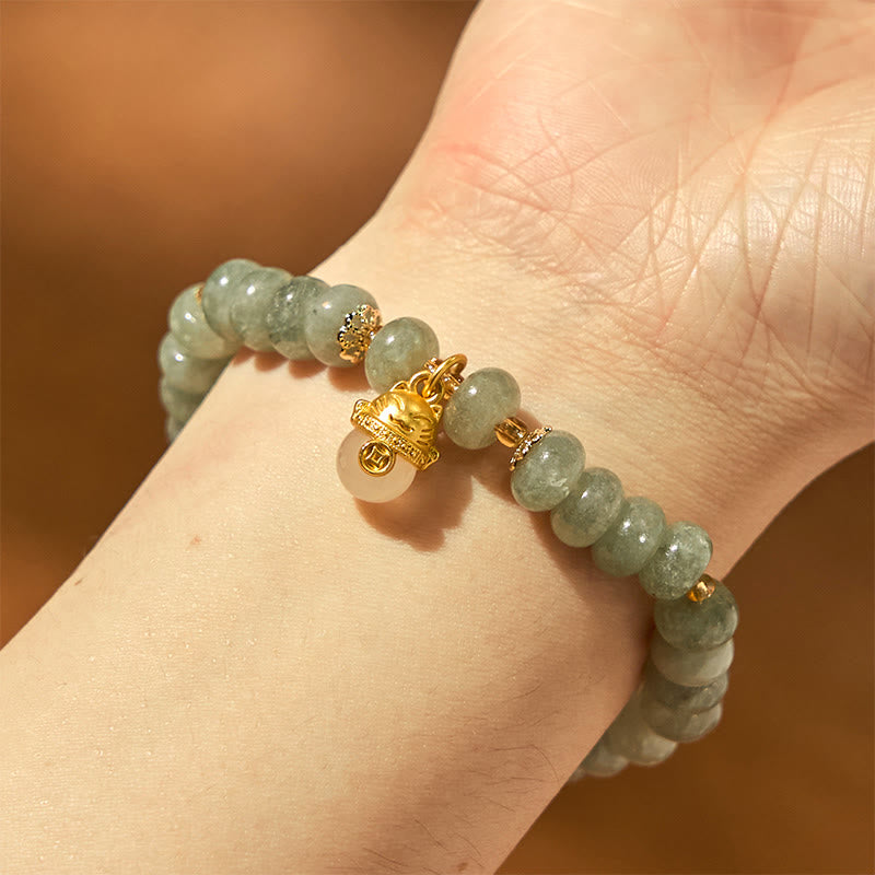 Bracelet de guérison en perles de chat porte-bonheur en jade cyan et quartz fraise de Buddha Stones - image 16