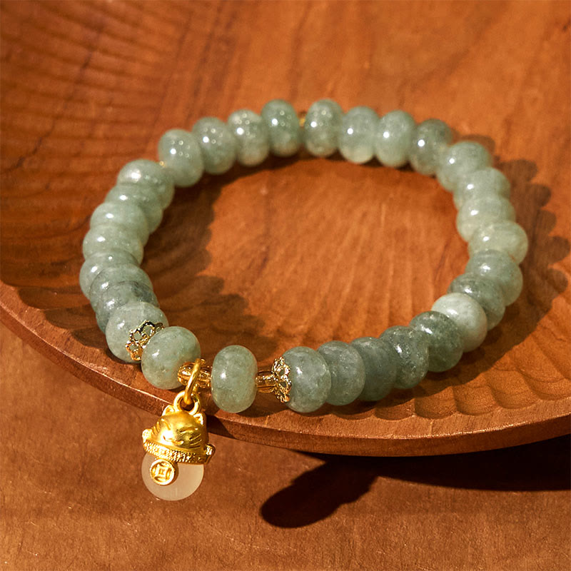 Bracelet de guérison en perles de chat porte-bonheur en jade cyan et quartz fraise de Buddha Stones - image 14