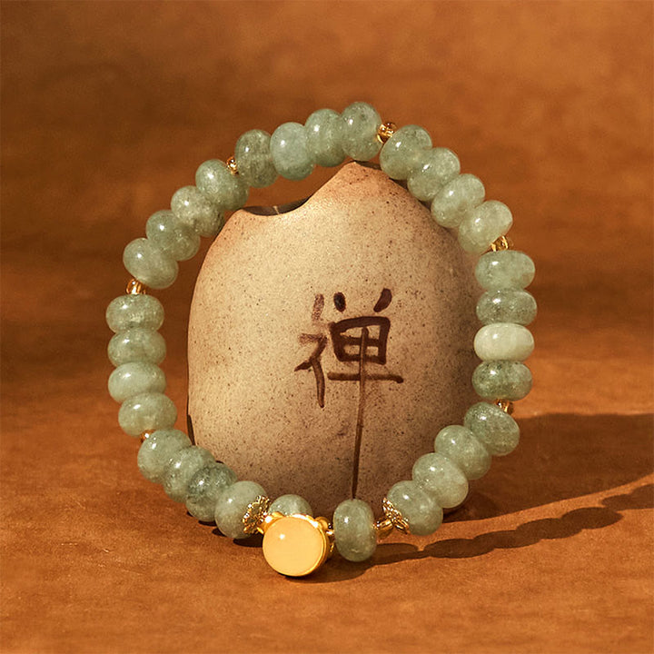 Bracelet de guérison en perles de chat porte-bonheur en jade cyan et quartz fraise de Buddha Stones - image 15