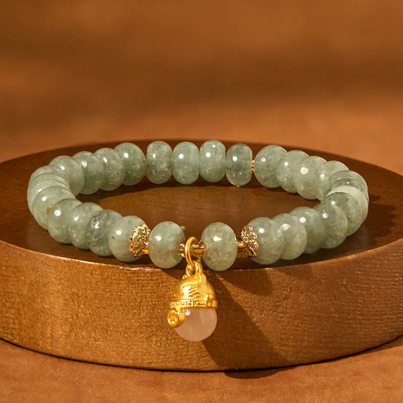 Bracelet de guérison en perles de chat porte-bonheur en jade cyan et quartz fraise de Buddha Stones - image 13