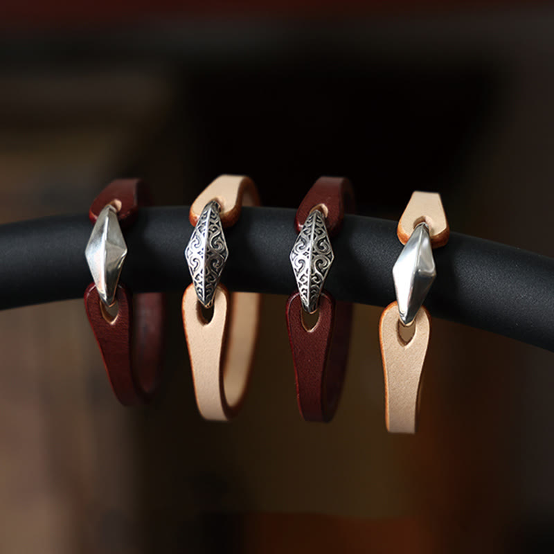 Bracelet de protection multi-tours en cuir et argent sterling 925 Buddha Stones