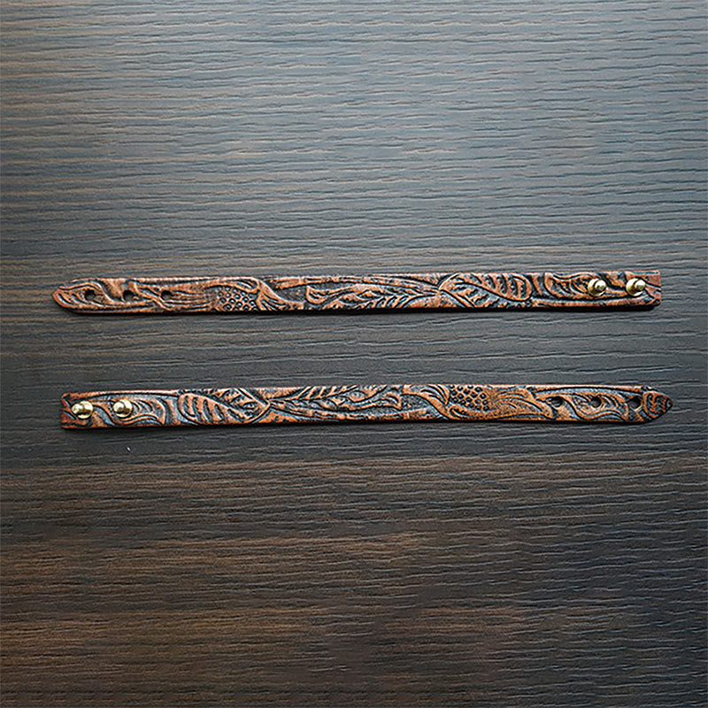 Bracelet d'équilibre à boucle réglable en cuir imprimé vintage Buddha Stones