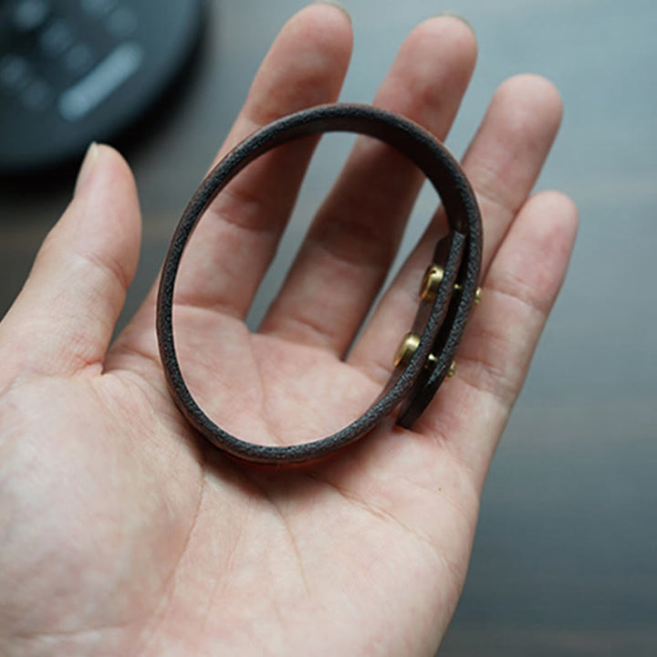 Bracelet d'équilibre à boucle réglable en cuir imprimé vintage Buddha Stones