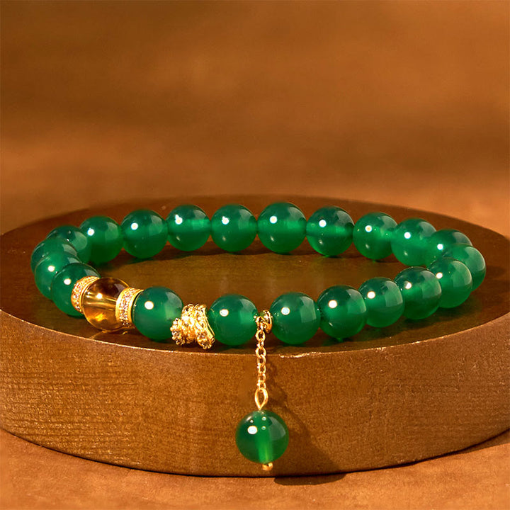 Bracelet de puissance en agate verte et citrine de Buddha Stones Année du serpent