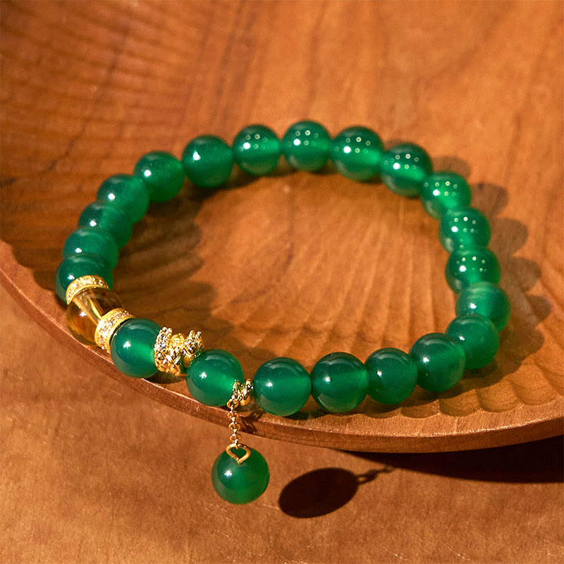 Bracelet de puissance en agate verte et citrine de Buddha Stones Année du serpent