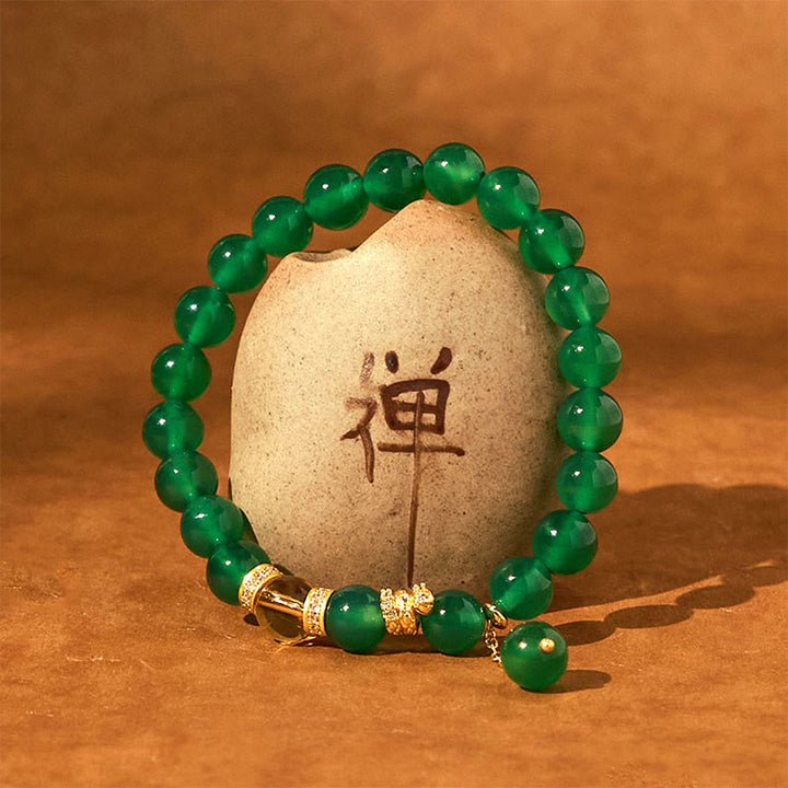Bracelet de puissance en agate verte et citrine de Buddha Stones Année du serpent