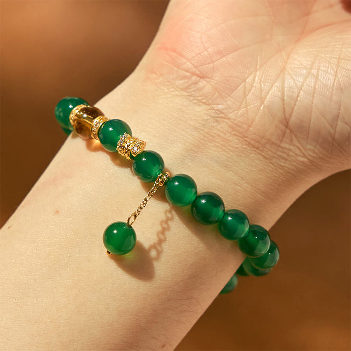Bracelet de puissance en agate verte et citrine de Buddha Stones Année du serpent