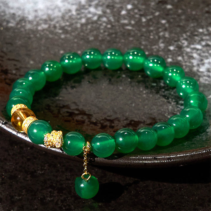 Bracelet de puissance en agate verte et citrine de Buddha Stones Année du serpent