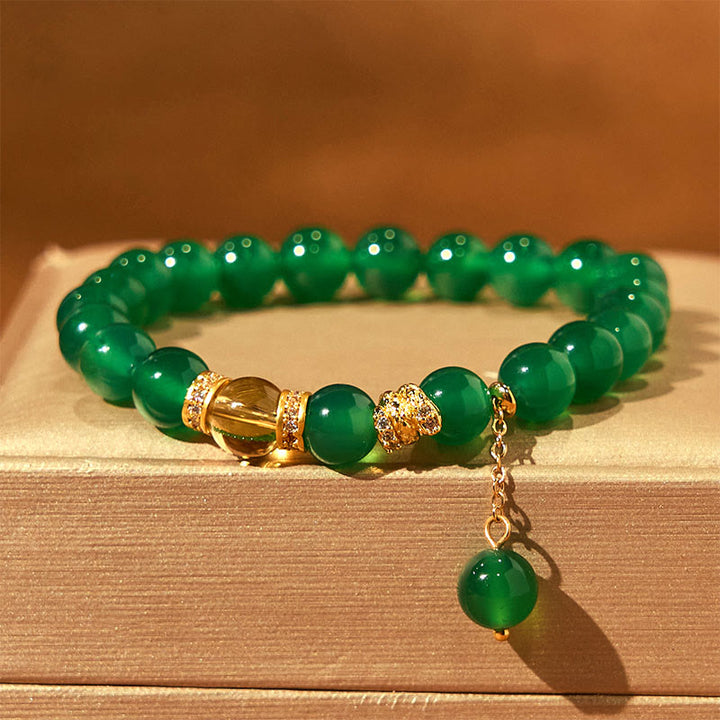 Bracelet de puissance en agate verte et citrine de Buddha Stones Année du serpent