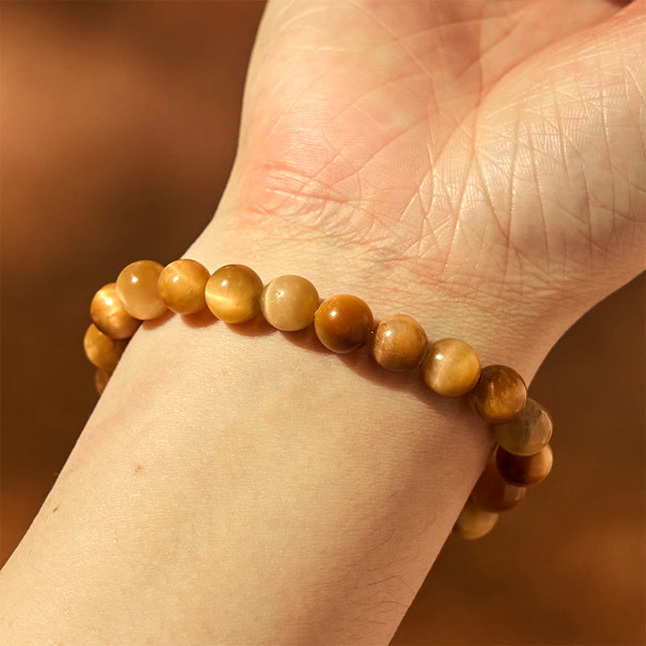 Bracelet de force de caractère Fu en Buddha Stones Année du serpent Oeil de tigre Améthyste