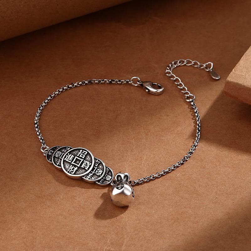 Bracelet de richesse en forme de sac d'argent en cuivre Buddha Stones