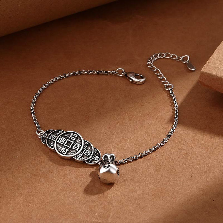 Bracelet de richesse en forme de sac d'argent en cuivre Buddha Stones