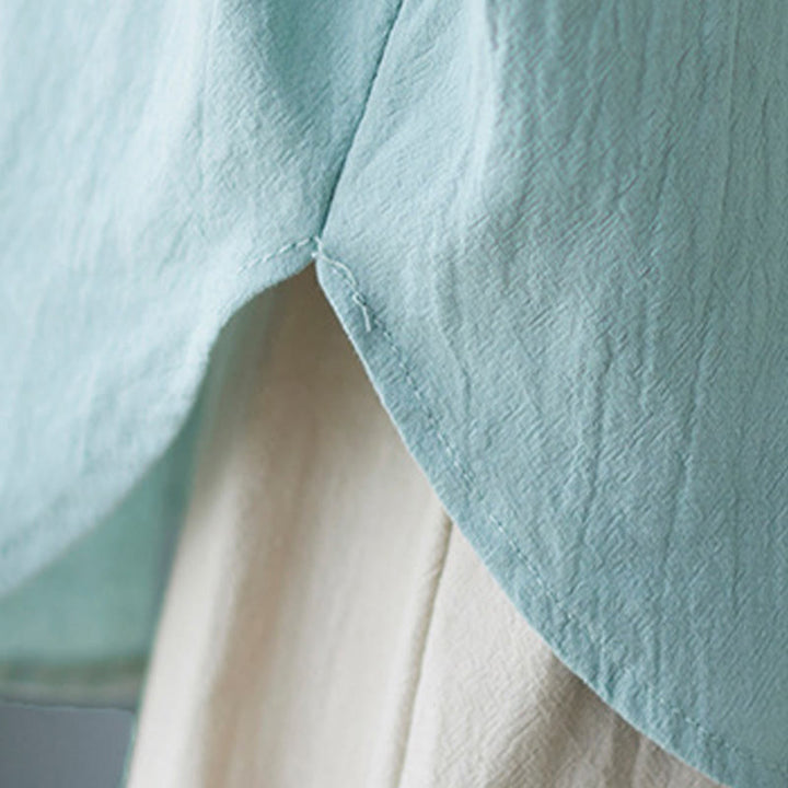 Chemise en coton et lin à manches courtes et col rond pour femme Buddha Stones - image 8