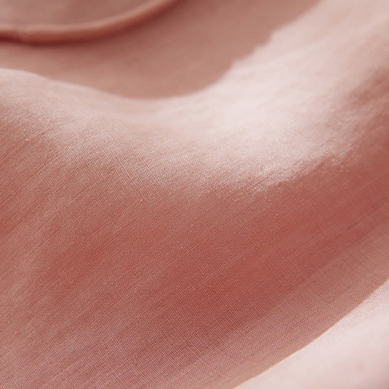 Chemise décontractée en coton et lin à manches trois-quarts pour femme avec broderies de plantes et Buddha Stones - image 5