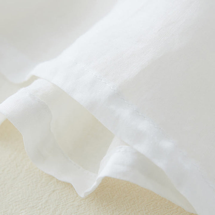 Chemise décontractée en coton et lin à manches trois-quarts pour femme avec broderies de plantes et Buddha Stones - image 13
