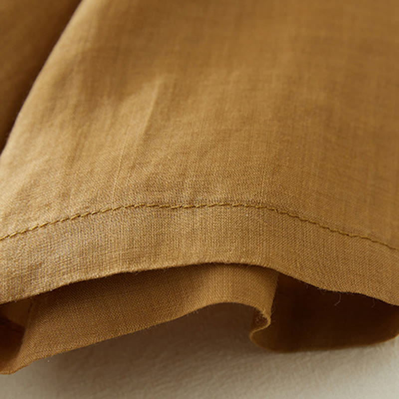 Chemise décontractée en coton et lin à manches trois-quarts pour femme avec broderies de plantes et Buddha Stones - image 19